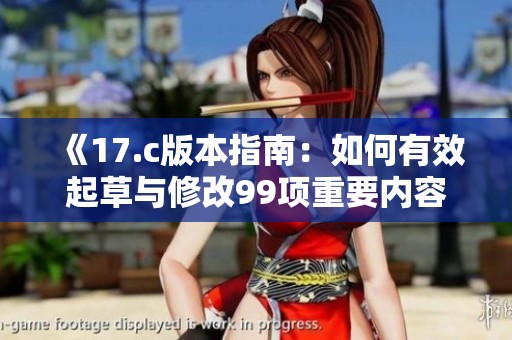 《17.c版本指南：如何有效起草与修改99项重要内容》
