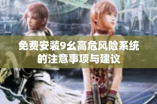 免费安装9幺高危风险系统的注意事项与建议