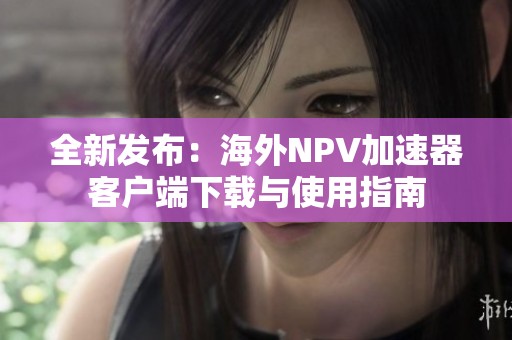 全新发布：海外NPV加速器客户端下载与使用指南