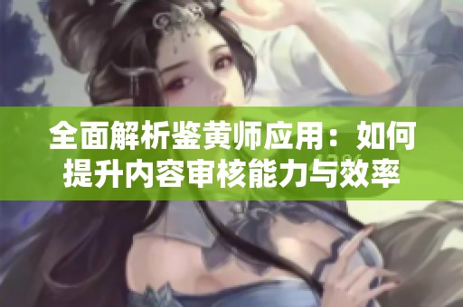 全面解析鉴黄师应用：如何提升内容审核能力与效率