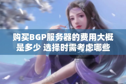 购买BGP服务器的费用大概是多少 选择时需考虑哪些因素