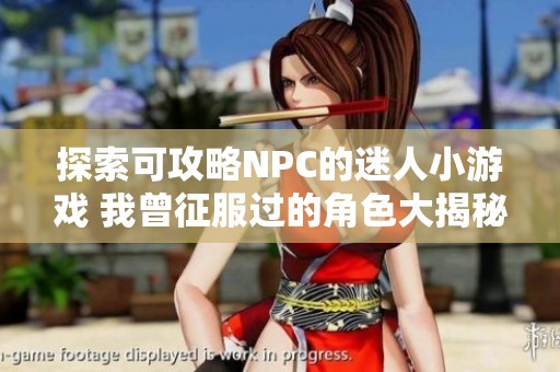 探索可攻略NPC的迷人小游戏 我曾征服过的角色大揭秘