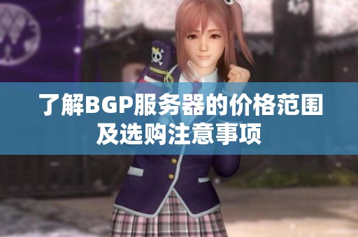 了解BGP服务器的价格范围及选购注意事项