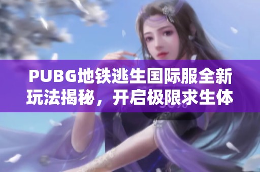 PUBG地铁逃生国际服全新玩法揭秘，开启极限求生体验之旅