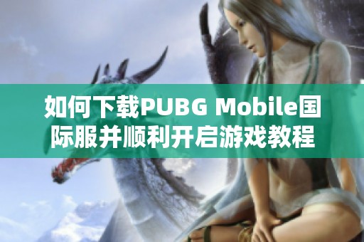 如何下载PUBG Mobile国际服并顺利开启游戏教程