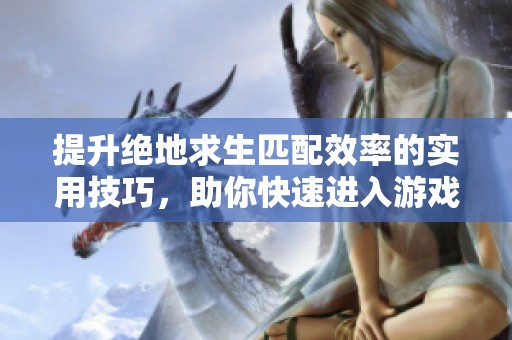 提升绝地求生匹配效率的实用技巧，助你快速进入游戏