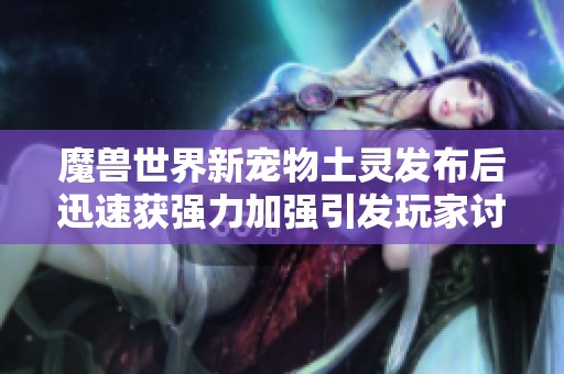 魔兽世界新宠物土灵发布后迅速获强力加强引发玩家讨论