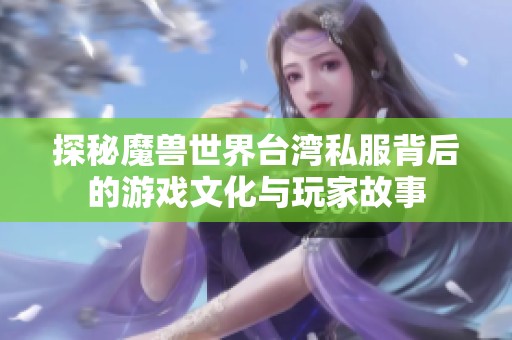 探秘魔兽世界台湾私服背后的游戏文化与玩家故事