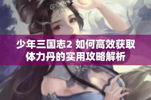 少年三国志2 如何高效获取体力丹的实用攻略解析