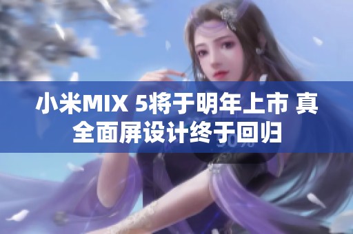 小米MIX 5将于明年上市 真全面屏设计终于回归