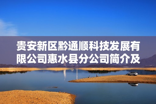 贵安新区黔通顺科技发展有限公司惠水县分公司简介及发展现状分析