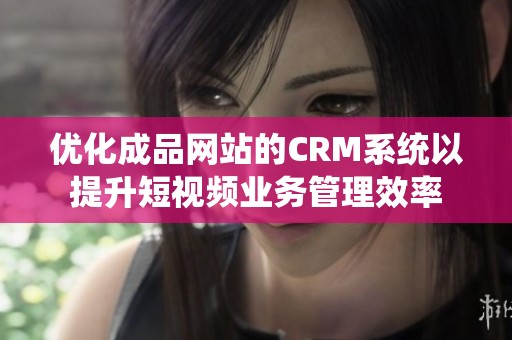 优化成品网站的CRM系统以提升短视频业务管理效率