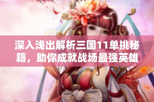 深入浅出解析三国11单挑秘籍，助你成就战场最强英雄之路