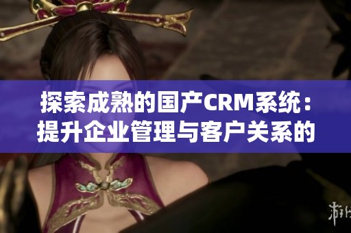 探索成熟的国产CRM系统：提升企业管理与客户关系的新选择