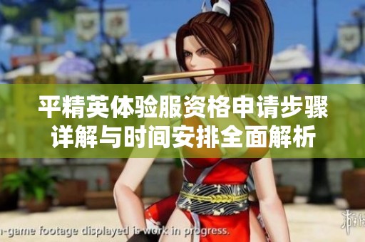 平精英体验服资格申请步骤详解与时间安排全面解析