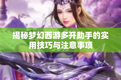 揭秘梦幻西游多开助手的实用技巧与注意事项