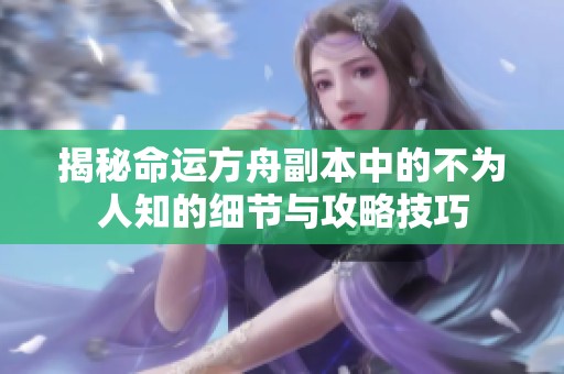 揭秘命运方舟副本中的不为人知的细节与攻略技巧